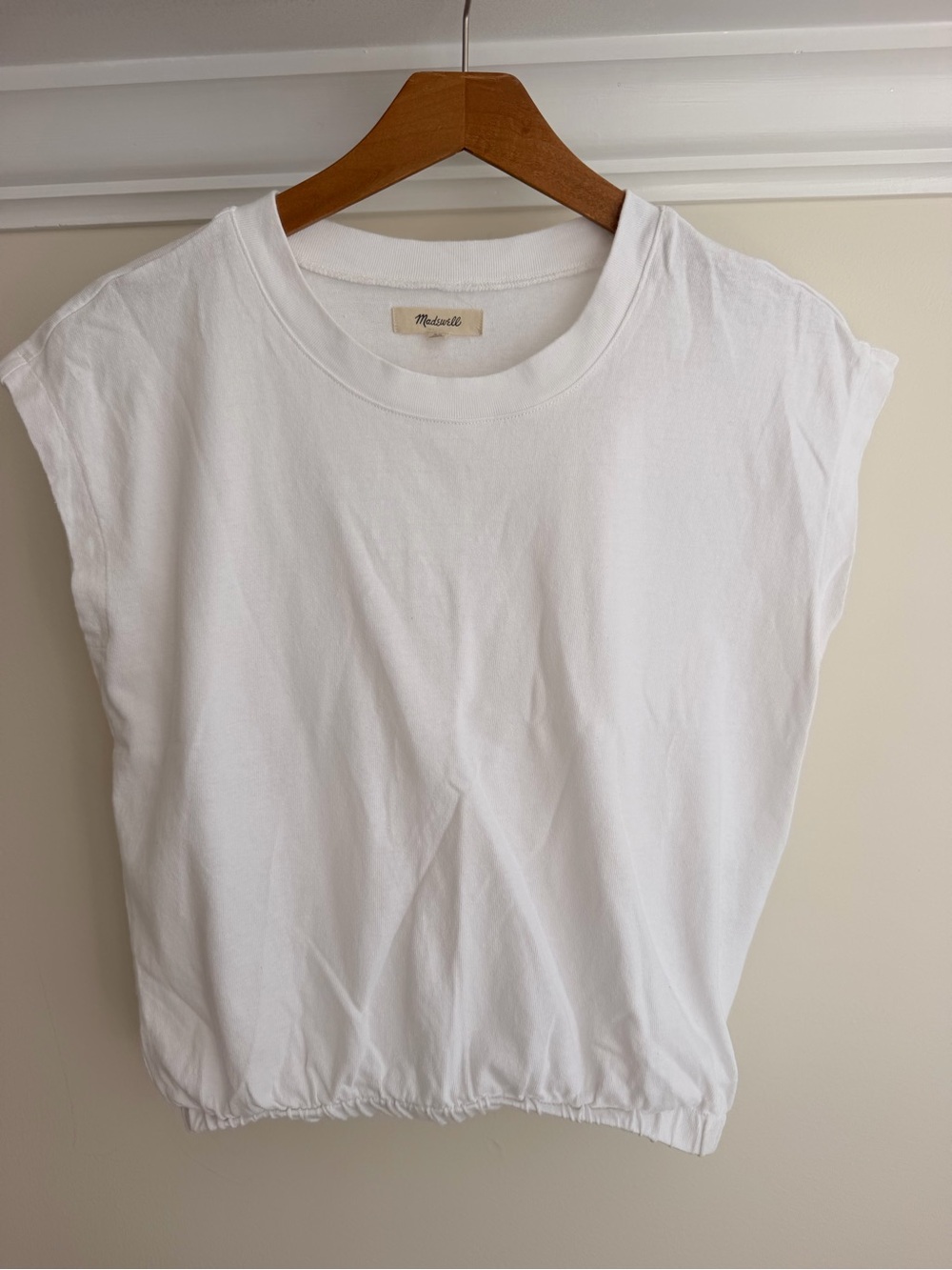 Madewell White Elastic-Hem Sleeveless Tank